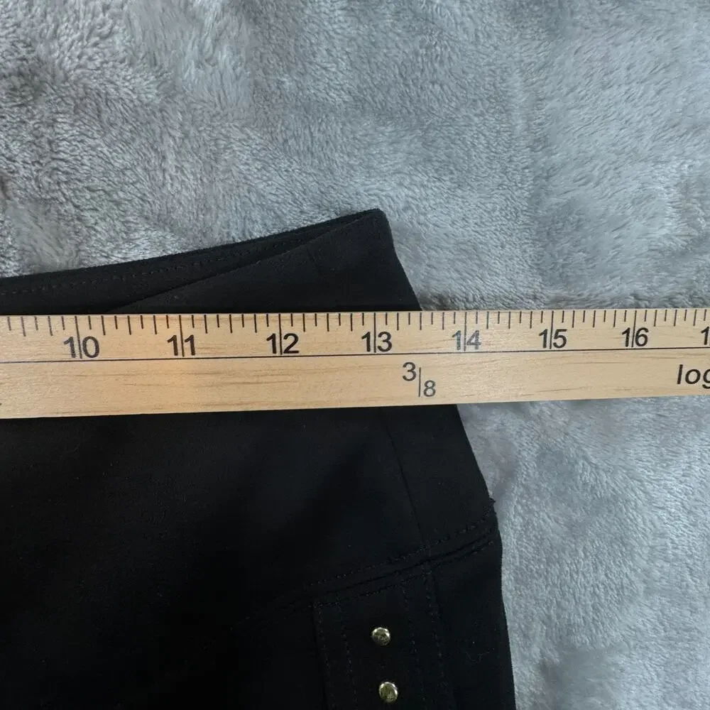 White House Black Market Runway Leggings Size 8L Black Faux Suede Studded Tall